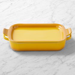 Le Creuset Stoneware Rectangular Baker with Platter Lid, 2 3/4 Qt., Nectar