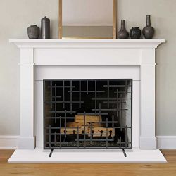 Contemporary Summer Fireplace Screen No Mesh, Black