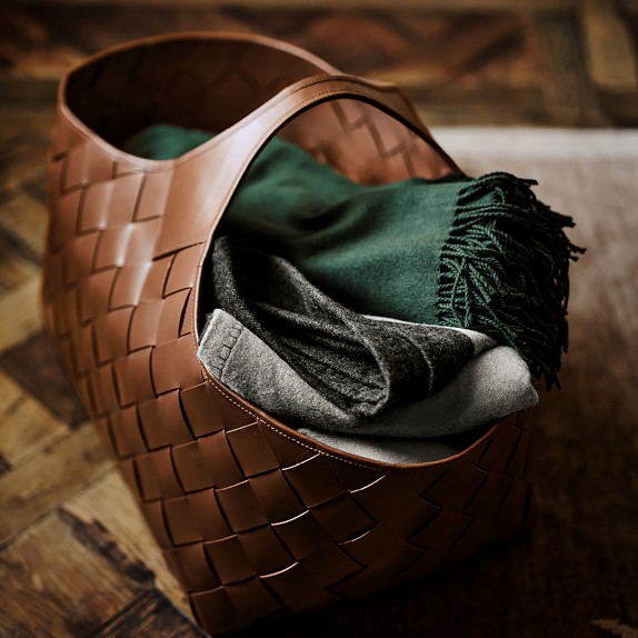 Adheira Leather Woven Basket | Williams Sonoma