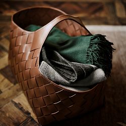 Adheira Leather Woven Basket