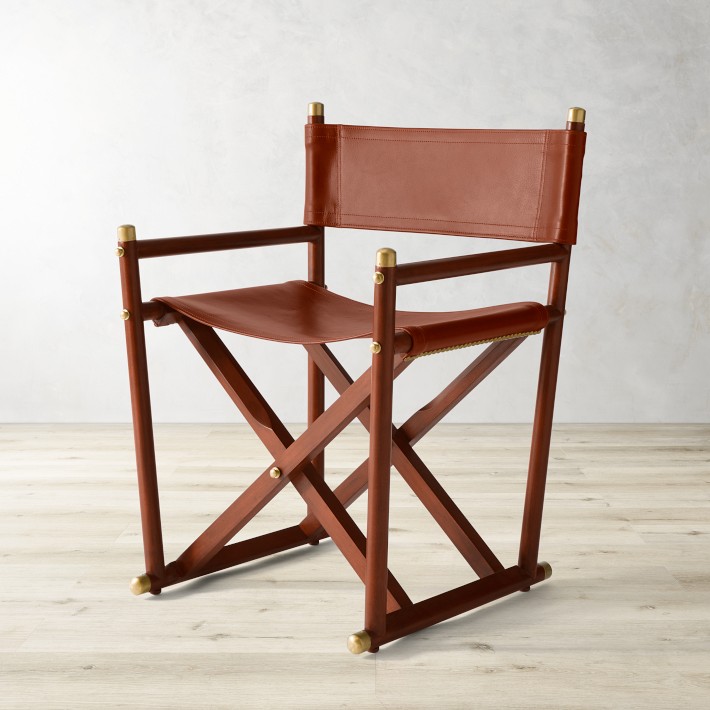 Director's Chair in Leather & Wood | Williams Sonoma