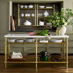 French Industrial Brass Kitchen Island (36"-72")