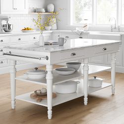Larkspur Marble-Top Kitchen Island (72")