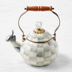 MacKenzie-Childs Whistling Sterling Check Tea Kettle