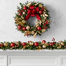 Twas the Night Before Christmas UV Protected Pre-Lit Faux Wreath &amp; Garland