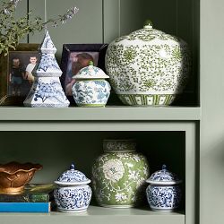 Green Ginger Jar, Floral Vine