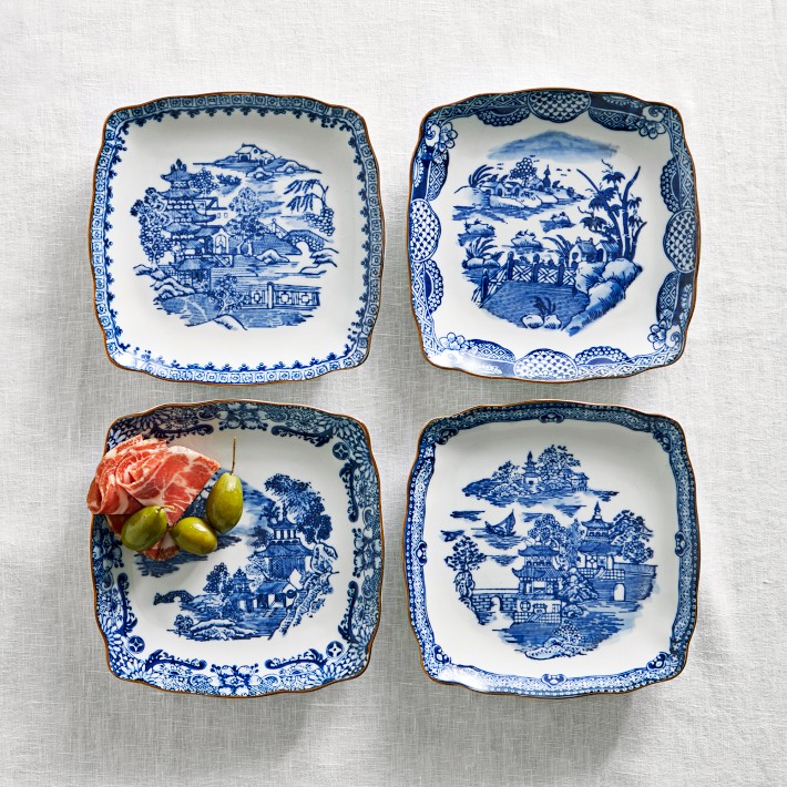 Marlo Thomas Blue Scenic Appetizer Plates | Williams Sonoma