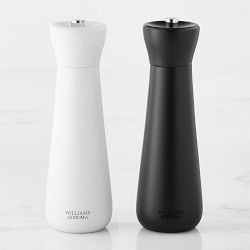 Williams Sonoma Black &amp; White Wood Salt &amp; Pepper Mills, 7"