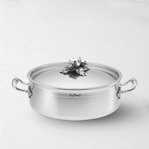 Ruffoni Opus Prima Hammered Stainless-Steel Braiser with Garlic Knob 5-Qt Simolary simolary.com