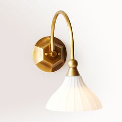 OPEN BOX: Amelia Sconce, Antique Brass, White Glass