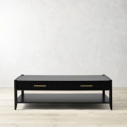 OPEN BOX: Lewis Coffee Table, Rectangular, Ebony, Antique Brass