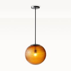 OPEN BOX: CHIP AND DENT Fulton Pendant, 12", Amber Glass Bronze