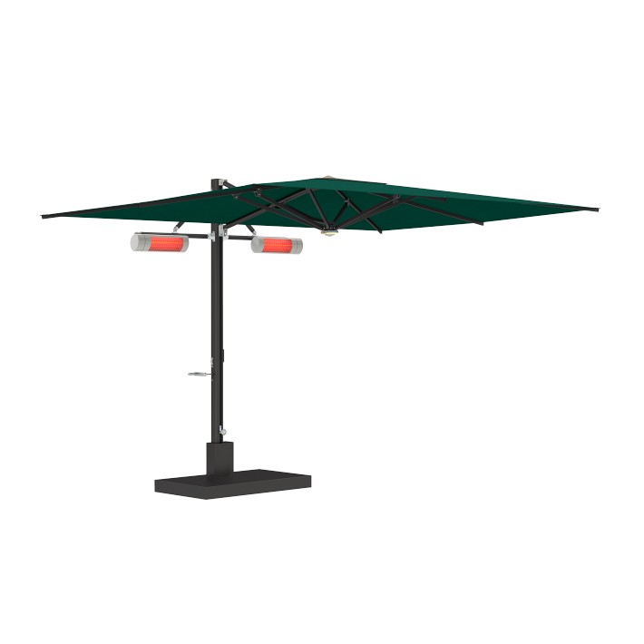 klismos patio umbrella AKZ PLUS 10x13' Cantilever - Black Frame & Taupe Canopy while the air Cantilever Patio Umbrellas | 10