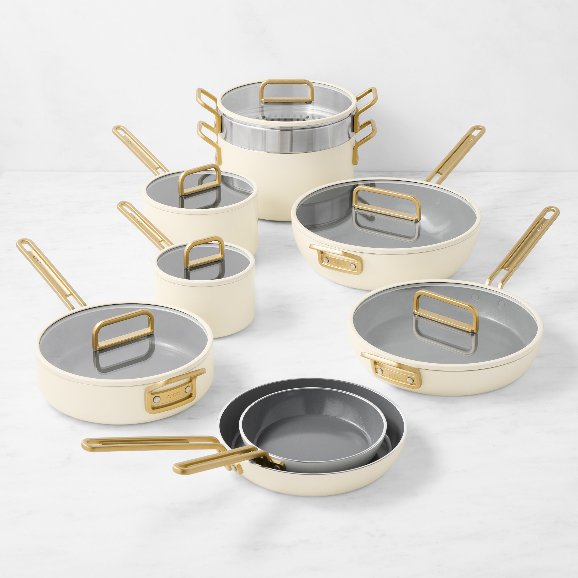 GreenPan Stanley Tucci Ceramic Nonstick 15-Piece Cookware Set Simolary simolary.com
