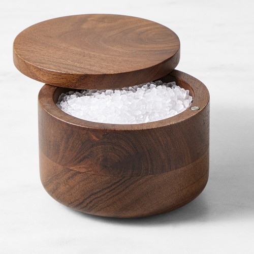 Hold Everything Salt Cellar, Walnut Finish