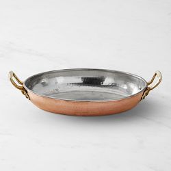 Ruffoni Historia Hammered Copper Oval Gratin with Acorn Handles, 3.5-Qt.