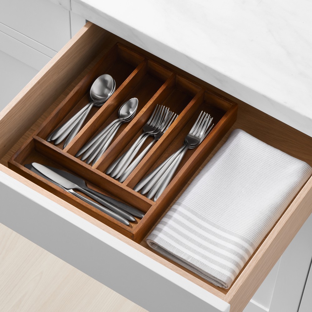 Hold Everything Flatware In-Drawer Organizer - Walnut Finish, Small