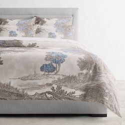 Landscape Grisaille Duvet Cover, Queen, Natural