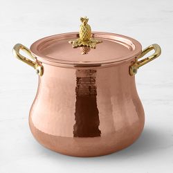 Ruffoni Historia Hammered Copper Belly Stock Pot with Pineapple Knob, 5.5-Qt.