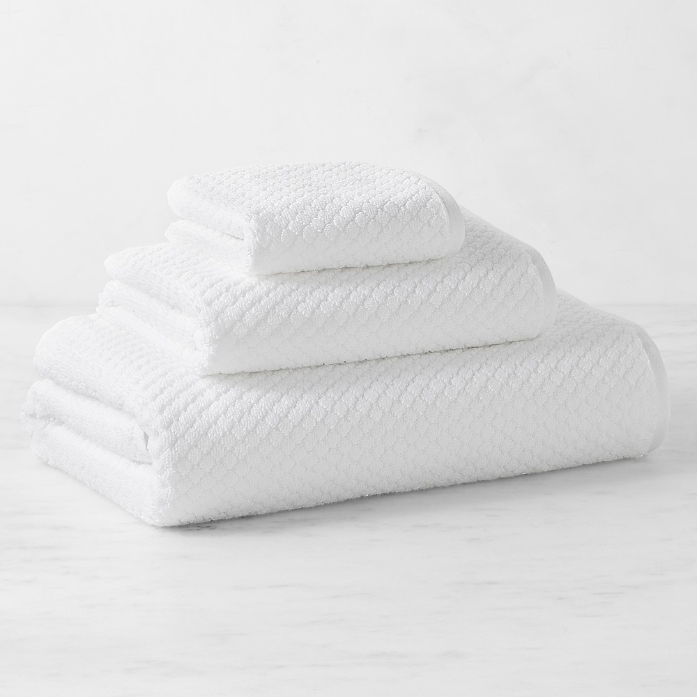 Textured Towels - Wash Cloth, White