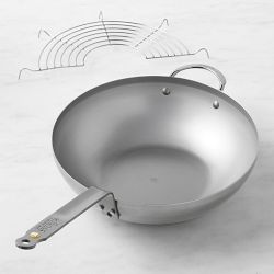 de Buyer Mineral B Carbon Steel Wok with Rack