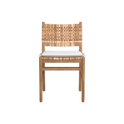 OPEN BOX: Sullivan Side Chair Cushion, Sunbrella Performance Canvas, White With Flax Piping