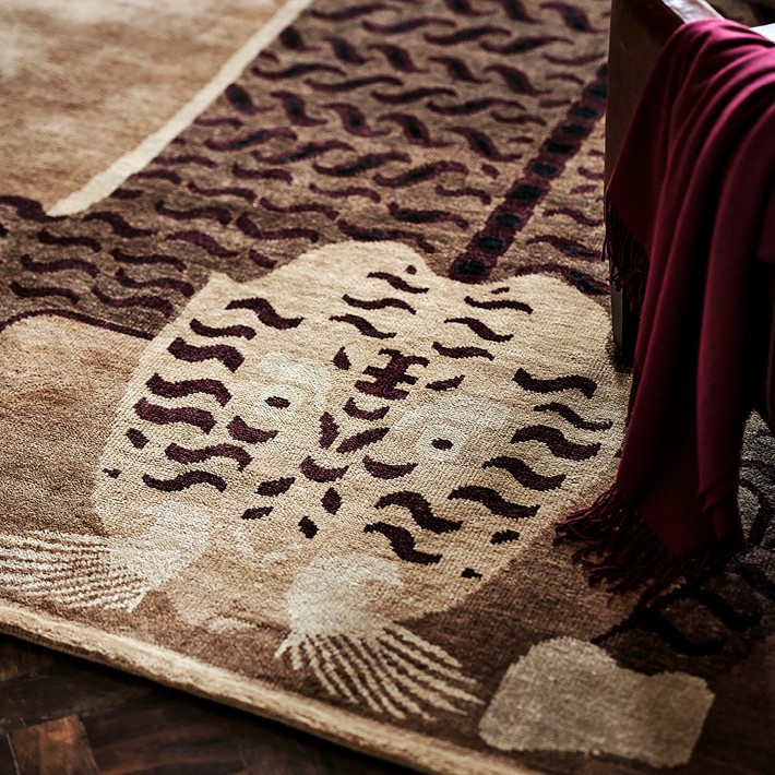 Gold Tibetan Tiger Hand Knotted Rug | Williams Sonoma