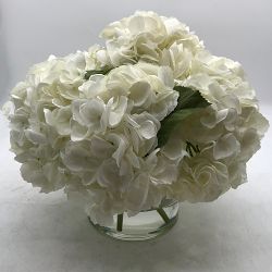 OPEN BOX: Faux White Hydrangea in Glass Vase