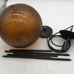 OPEN BOX: CHIP AND DENT Fulton Pendant, 12", Amber Glass Bronze