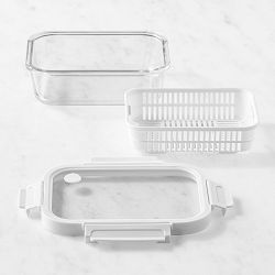 Hold Everything Fridge Colander and Glass Storage Container