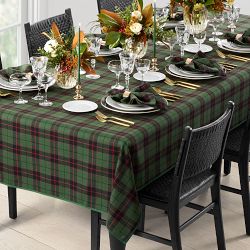 Green Tartan Tablecloth, 70" X 108"