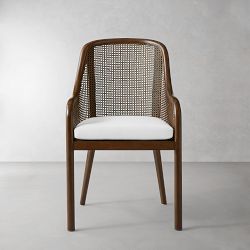 Henley Dining Armchair Cushion, Standard, Sunbrella Performance Canvas, White