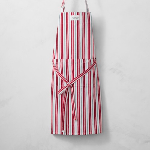 Williams Sonoma Classic Stripe Apron, Red & Green, Logo