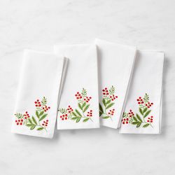 Noel Garland Embroidered Napkins, Set of 4
