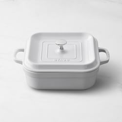 Staub Stoneware Square Covered Baker, 9" x 9", White
