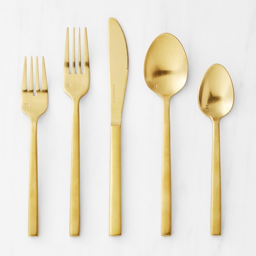 Fortessa Arezzo 20-Piece Flatware Set, Brushed Gold