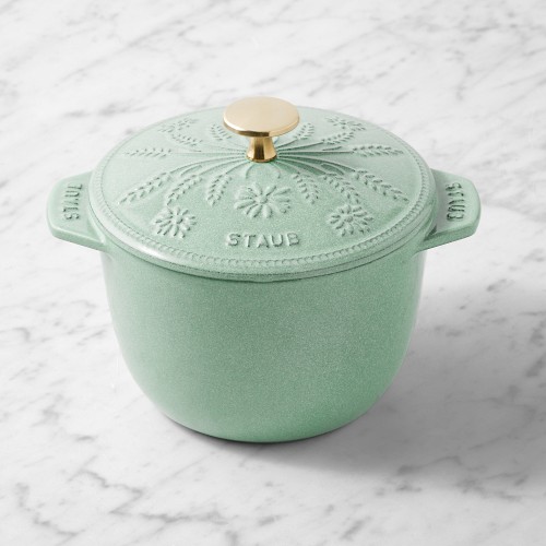 Staub Enameled Cast Iron Floral Petite Demi French Oven, 1.5-Qt., Sage