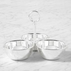 Heirloom Silver Triple Condiment Bowls, Round
