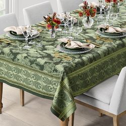 Woodland Pinecone Jacquard Tablecloth, 70" X 108"