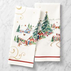 Twas the Night Before Christmas Village Towels, Set of 2