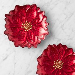 Glass Poinsettia Salad Plate, Set of 4