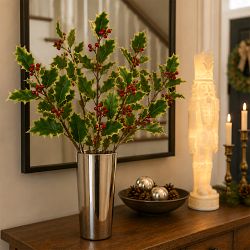Faux Holly and Berry Spray Branch, Set of 3