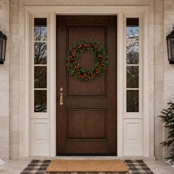 Holly and Berry Faux Wreath 24"
