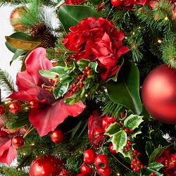 Faux Red Pre-Decorated Christmas Tree