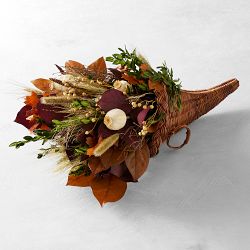Live Pheasant Feather Cornucopia Centerpiece