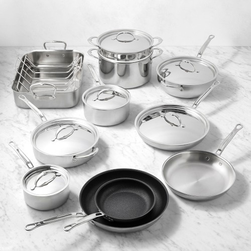 Hestan ProBond Luxe Professional Clad Stainless-Steel Mixed Material 17-Piece Cookware Set Simolary simolary.com