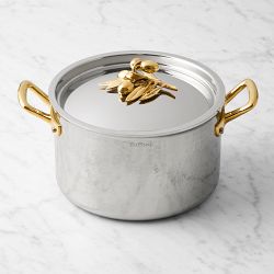 Ruffoni Opus Olivia Hammered Stainless Steel Soup Pot with Olive Knob, 4-Qt.