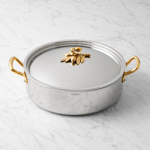 Ruffoni Opus Olivia Hammered Stainless Steel Braiser with Olive Knob, 7-Qt Simolary simolary.com