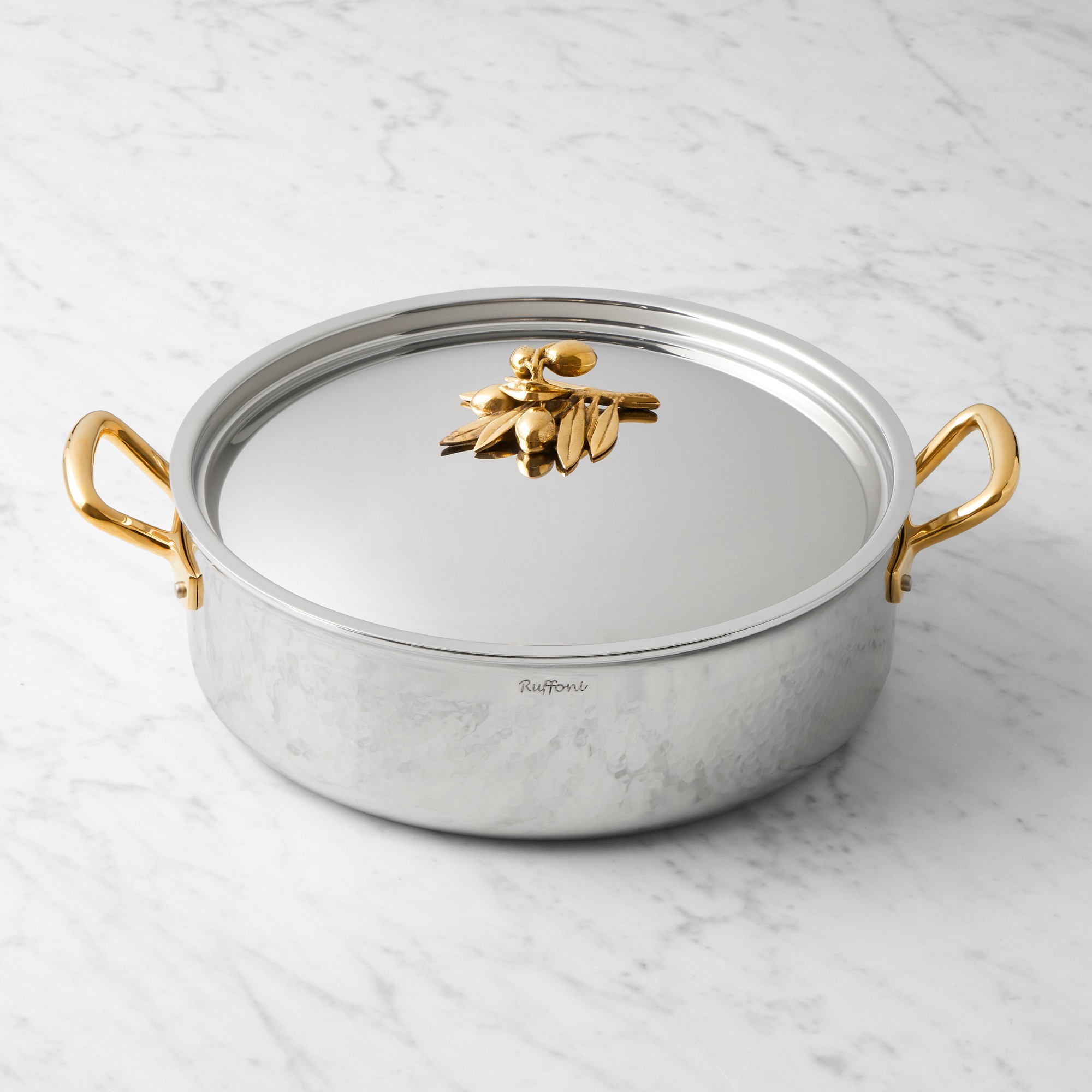 Ruffoni Opus Olivia Hammered Stainless Steel Braiser with Olive Knob, 7-Qt simolary.com 5 Ruffoni Opus Olivia Hammered Stainless Steel Braiser with Olive Knob, 7-Qt Simolary simolary.com 5