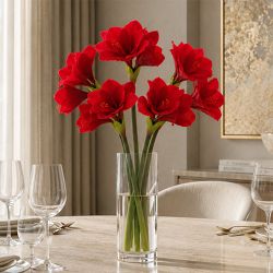 Faux Amaryllis Spray Branch, 26", Set of 3